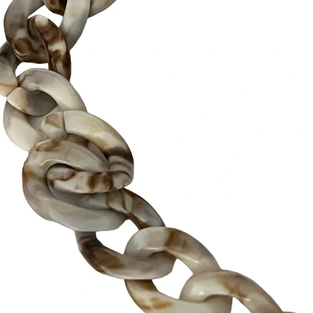 Acrylic Sunglasses Chain Necklace- Cream & Brown Marble Eyewear Holder New - Picture 2 of 5